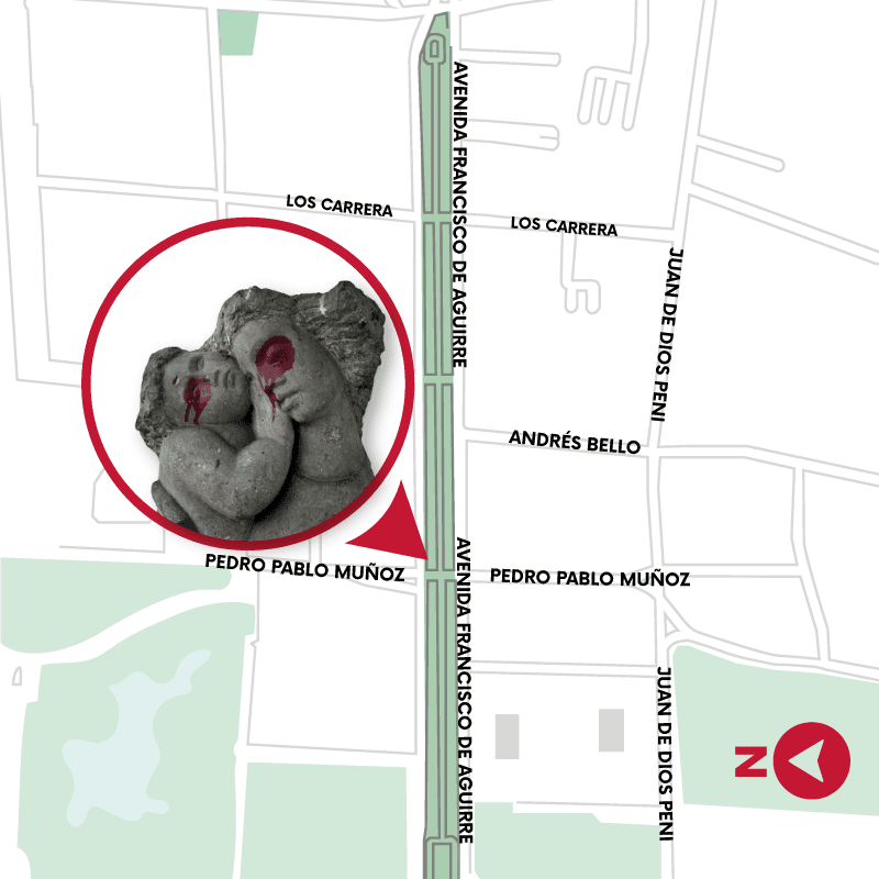 Location map of the Maternity sculpture by Berta Herrera