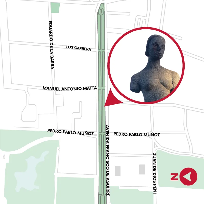 Mapa de ubicación de la escultura Torso de René Samuel Román