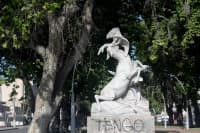 Photographs of eagle and goat sculpture