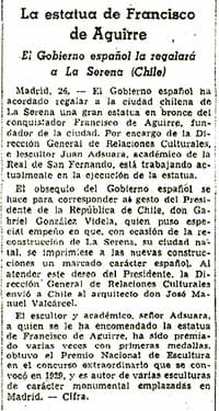 News article about the gift of the statue published in the Spanish newspaper La Vanguardia