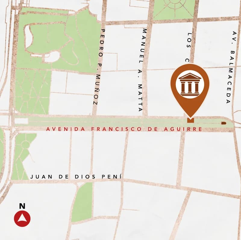 Mapa de la avenida Francisco de Aguirre con la ubicación de Hebe